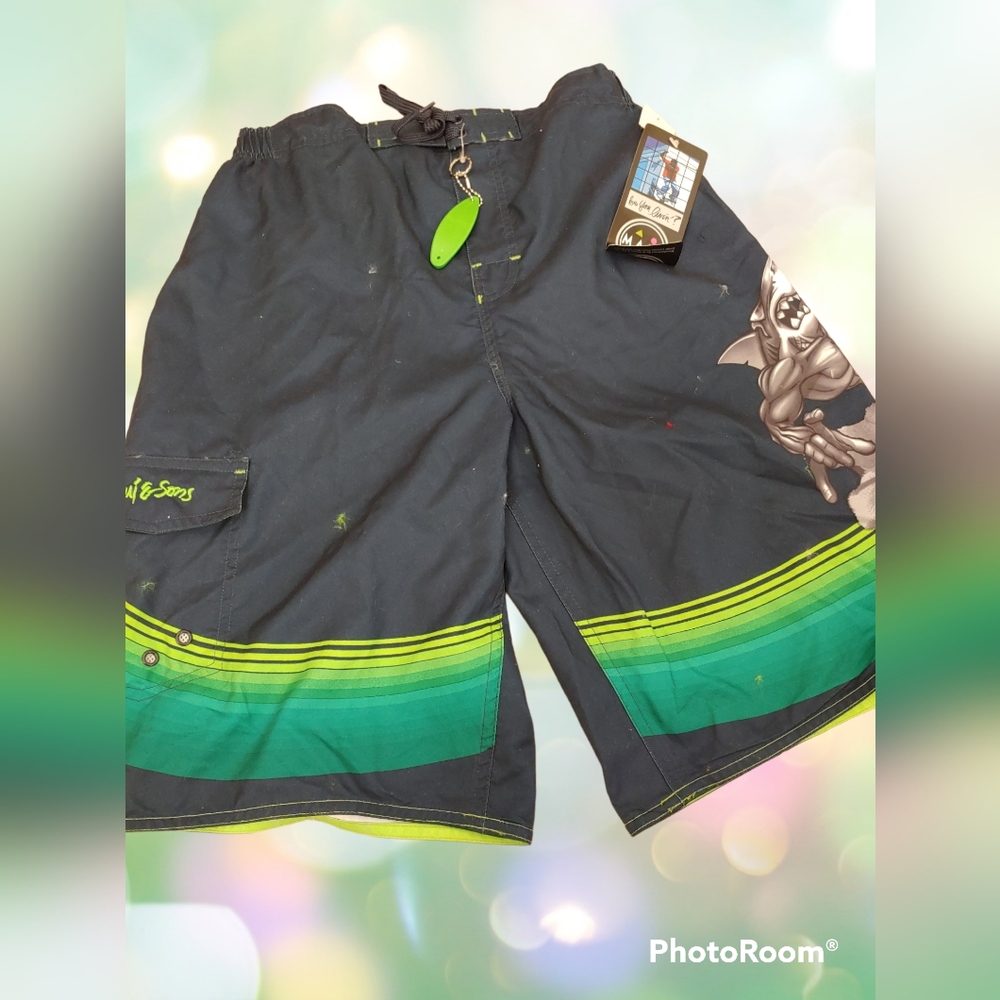 Maui shark swim trunks with keychain 14-16